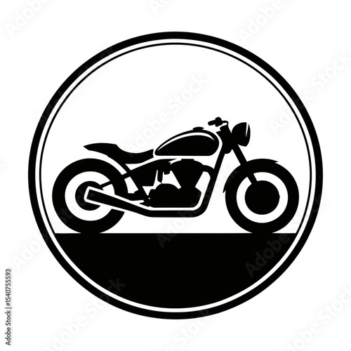 Motorcycle silhouette in circle isolated on white background