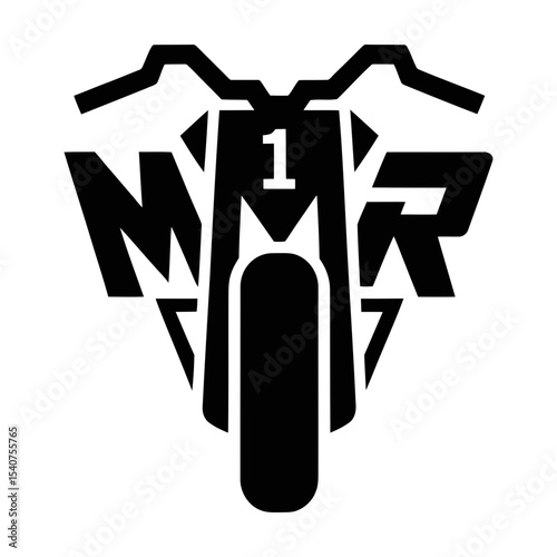 Motorcycle racing silhouette logo mmr number 1 isolated on white background