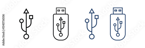 USB icon vector. Flash Drive, disk icon set symbol isolated on white background.
