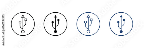 USB icon vector. Flash Drive, disk icon set symbol isolated on white background.