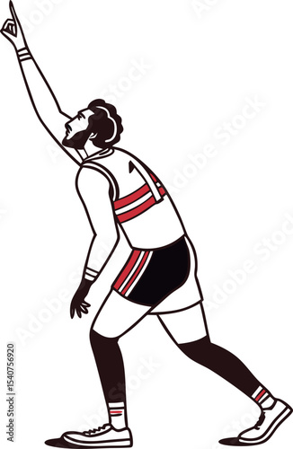  Single flat icon of a kabaddi man raising a hand to signa