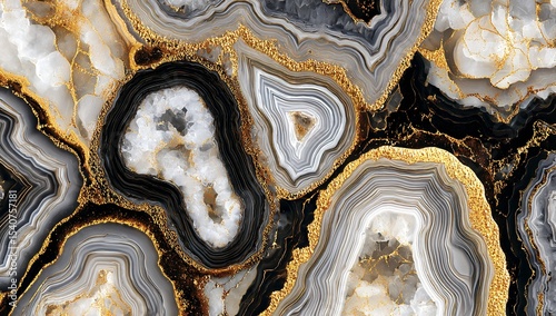 Wallpaper Mural An opulent agate slice revealing layers of hidden beauty and timeless elegance highlighted by gold Torontodigital.ca