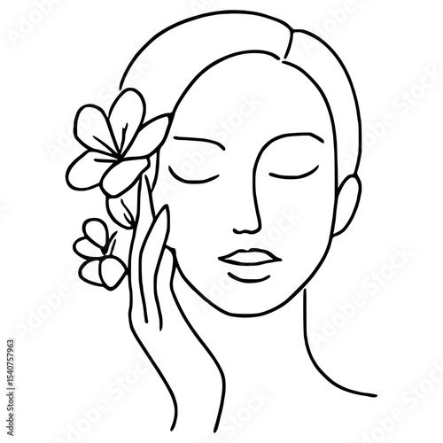 Modern abstract line minimalistic women face