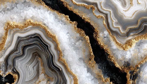 A captivating agate pattern revealing nature s artistry with shimmering gold accents and swirling