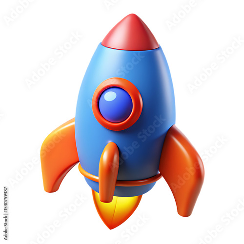 Colorful 3d rendered rocket ship isolated on a black background representing space travel