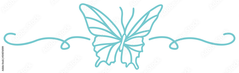 Fototapeta premium Butterfly Border | Border Element | Vector Line Art