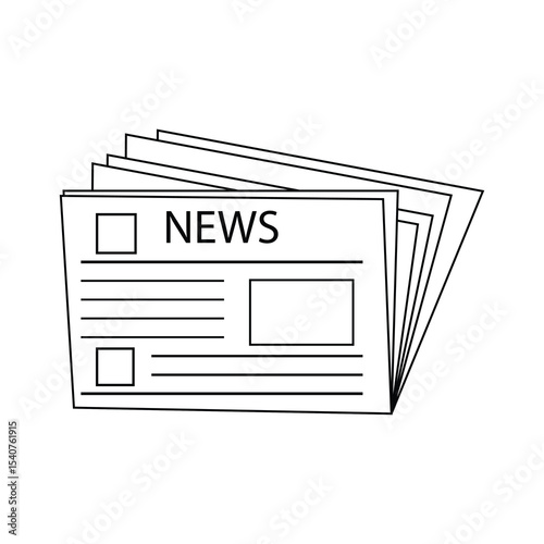 Newspaper icon outline collection in black and on white background. Newspaper icon flat.