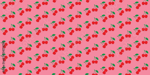 Seamless Pink Cherry Pattern Background