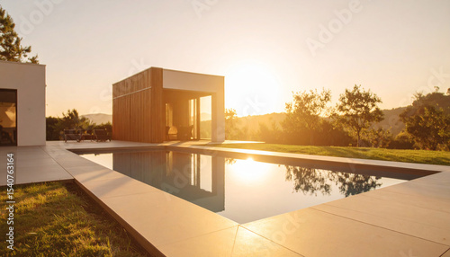 Goldenes Licht am Pool photo