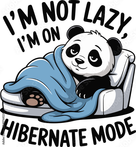 Cute panda bear in hibernation mode funny illustration