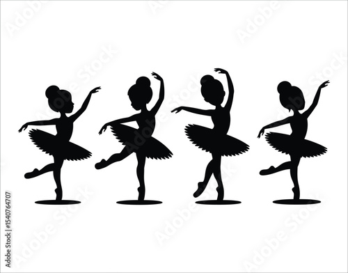 Ballet Girl Silhouette Vector Art