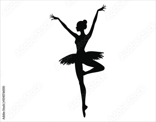 Young Ballerina Vector Silhouette
