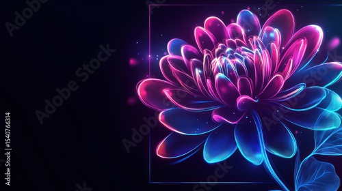 Neon flower design on dark background