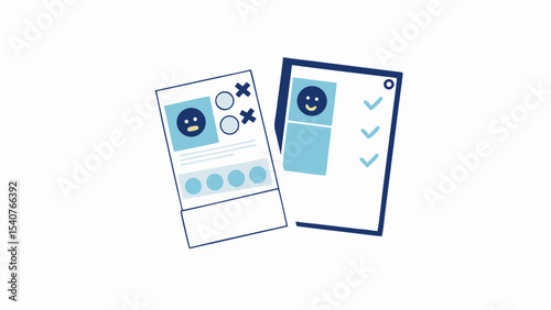 Comparison of feedback forms showing positive and negative responses with checkmarks and crosses