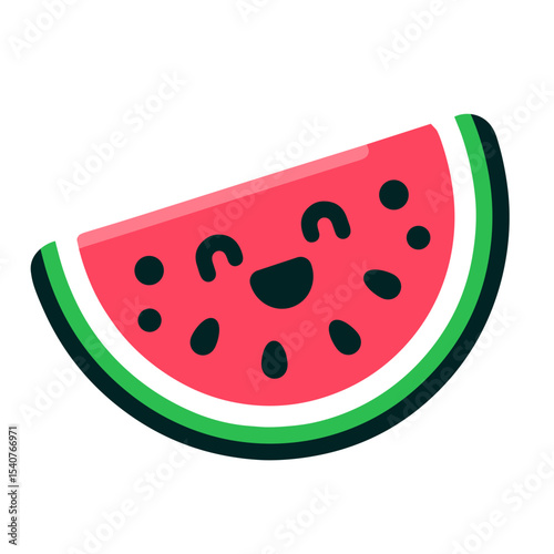 Adorable watermelon emoji-style character for messaging apps and digital stickers on transparent background