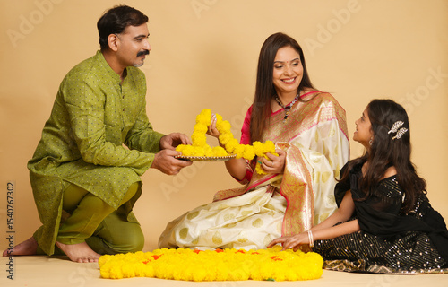 Indian Family celebrating Festival,Diwali