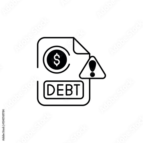 Debt icon design with white background stock illustration