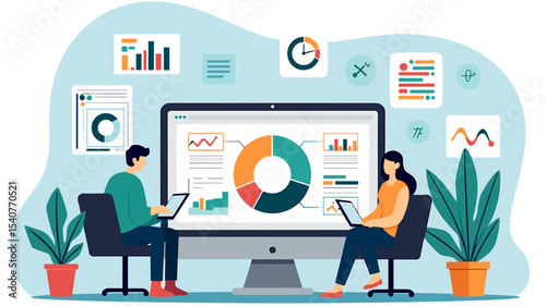 Collaborative Data Analysis: Two People Working on a Large Computer Screen