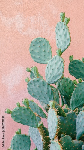 Cactus thriving against a soft pink wall in a serene indoor setting during daylight hours