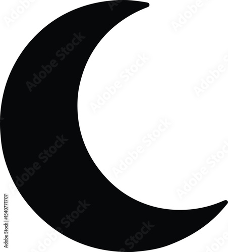 Silhouette Crescent moon shape abstract celestial astrology vector illustration