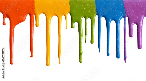 Colorful Paint Drips Background isolated on a transparent background 