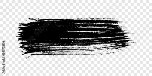 Black brush stroke on transparent background