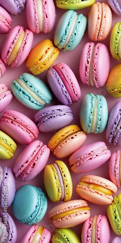 Colorful assortment of macarons displayed in a beautiful arrangement for a sweet treat