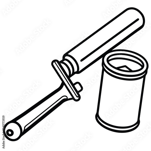 Hair curling iron and container isolated on white background