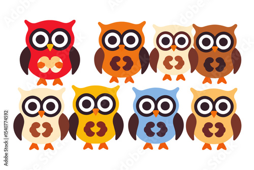 Wallpaper Mural Colorful Cartoon Owl Illustration-Cute Owl Clipart for Kids-Digital Owl Stickers for Crafting-Bright and Cheerful Owl Designs for Nursery Decor Torontodigital.ca