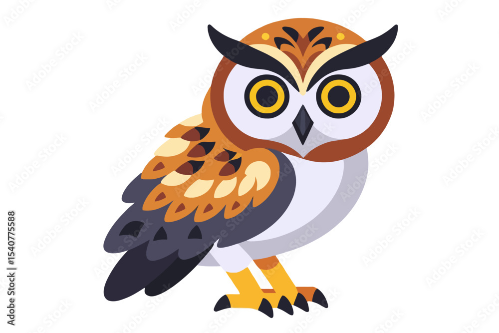 Obraz premium Cute Cartoon Owl Illustration- Whimsical Bird Art for Kids- Adorable Animal Graphic Design- Owl Character Design- Ideal for Children's Books and Educational Materials