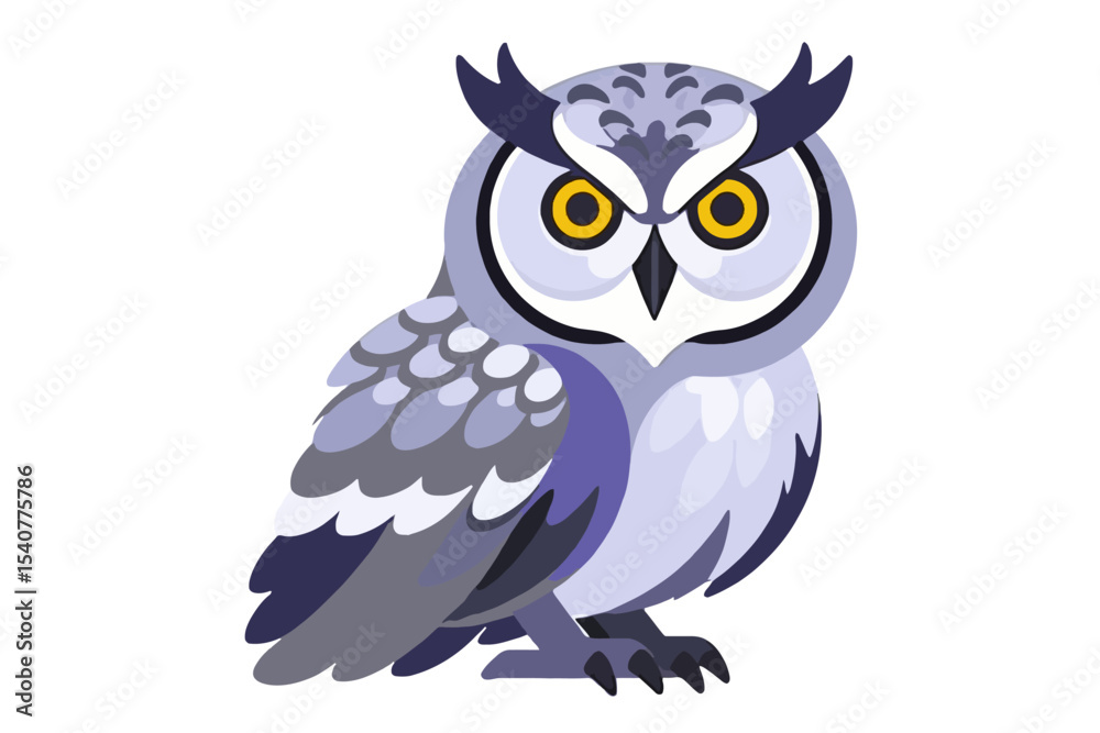 Obraz premium Cute Cartoon Owl Illustration-Adorable Bird Graphic for Kids-Digital Art of a Wise Owl-Owl Character Design for Children's Books
