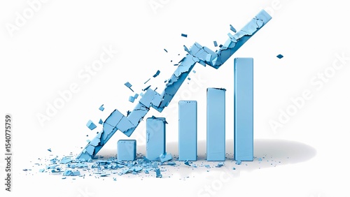 An upward trend graph breaking through barriers, symbolizing growth and success. The graph is shattered, implying overcoming obstacles.