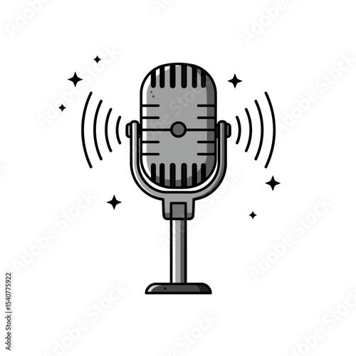 A classic and stylish illustration perfect for podcast covers, audio production, and broadcasting themes