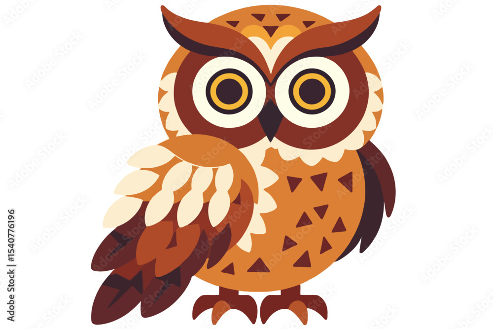 Fototapeta premium Cute Cartoon Owl Illustration-Stylized Bird Image for Kids-Educational Animal Art for Children-Whimsical Owl Graphic with Big Eyes