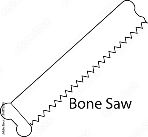 Simple line drawing of a bone saw surgical tool