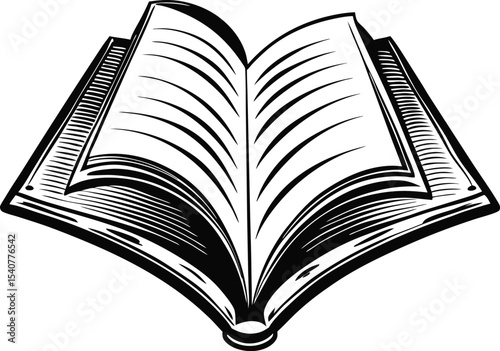 Open book vector illustration: an old, isolated textbook with heart-shaped pages, perfect for depicting education, reading, and the love of knowledge