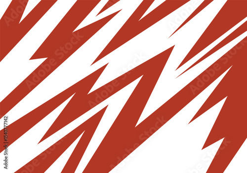 Bold, colorful design with spiky elements and a playful zigzag line motif