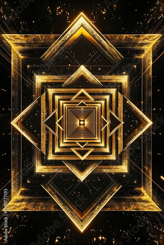Golden Geometric Abstract Pattern