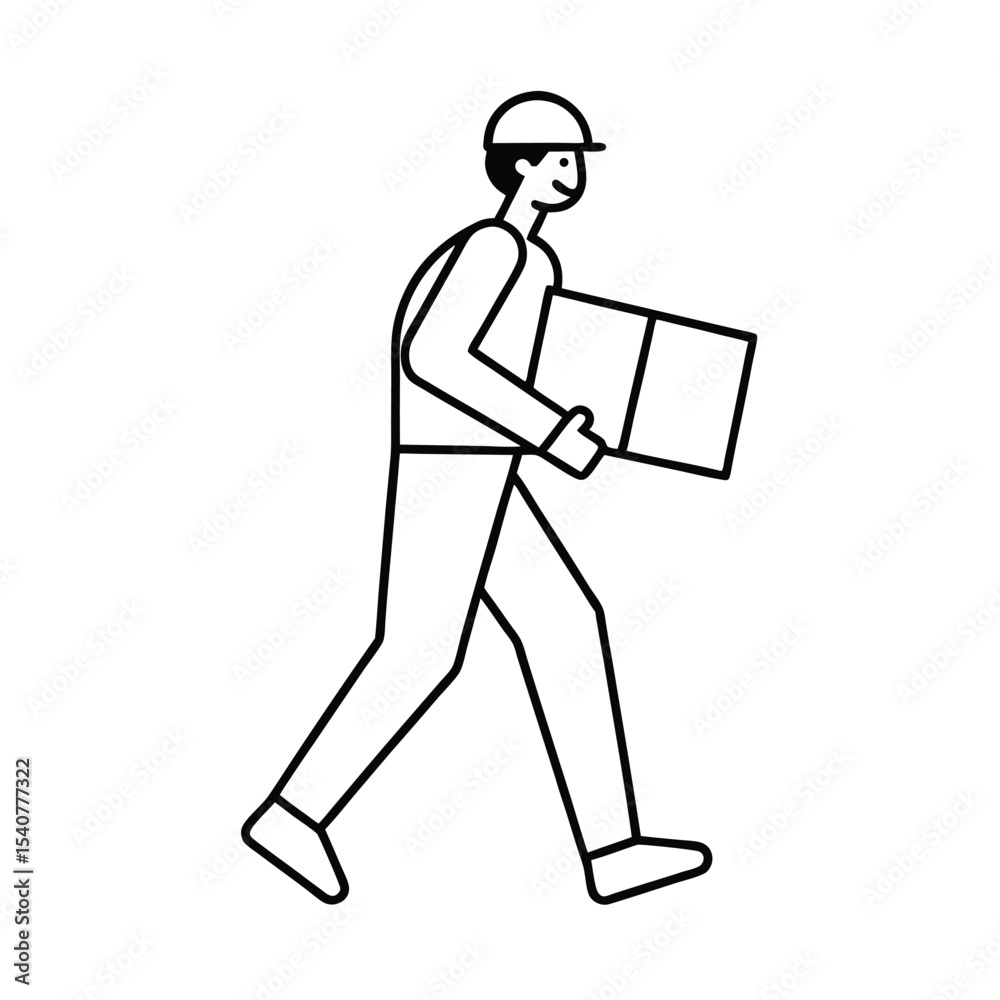 Person carrying multiple cardboard boxes a vector illustration Person carrying multiple cardboard boxes a vector illustration