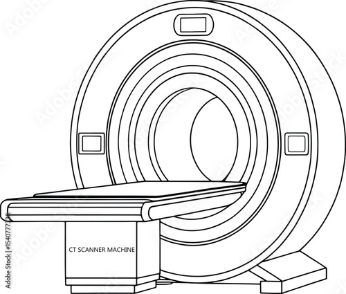 Medical CT scanner machine diagram technology illustration