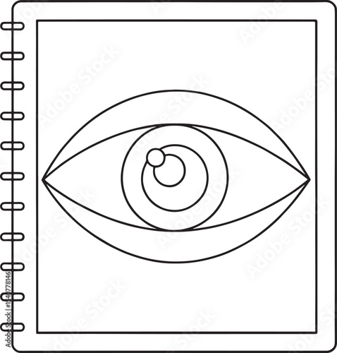 Abstract eye sketch in spiral notebook design for vision art