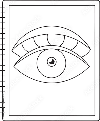 Stylized eye drawing in a notebook design abstract art print