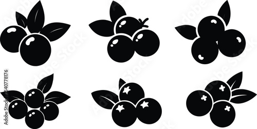 Blueberry Silhouette Vector Icons
