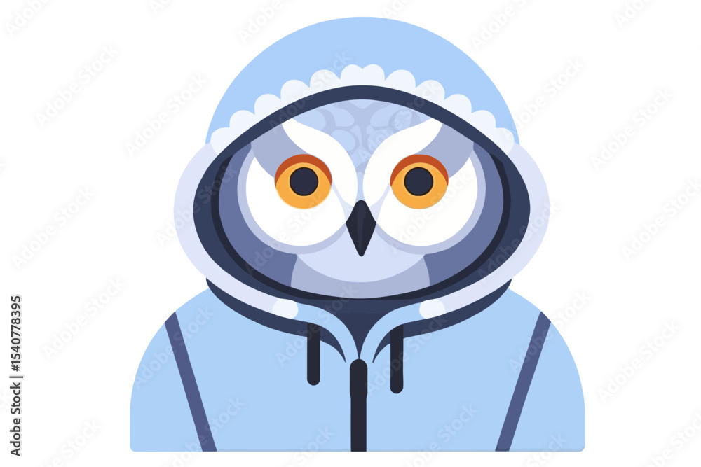 Fototapeta premium Owl Illustration with Hoodie-Cute Cartoon Owl in Blue Hoodie-Whimsical Owl Character Design-Adorable Animal Illustration with Human-like Fashion-Cool Owl Mascot Design