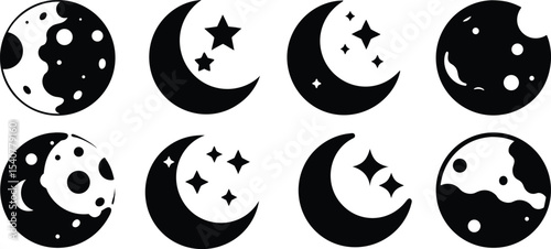 Moon Phase and Star Silhouette Pack