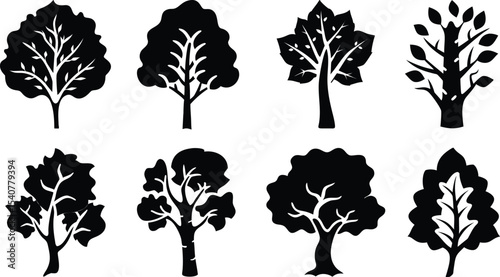 Tree Silhouette Icon Assortment