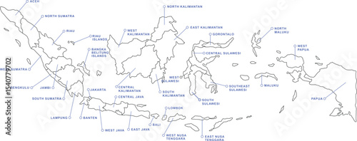 Labeled Map of Indonesia with Provinces and Capital Cities 