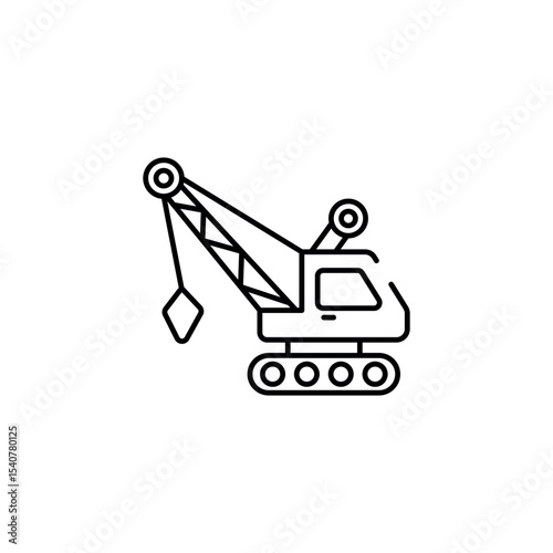 Dragline Excavator icon design with white background stock illustration