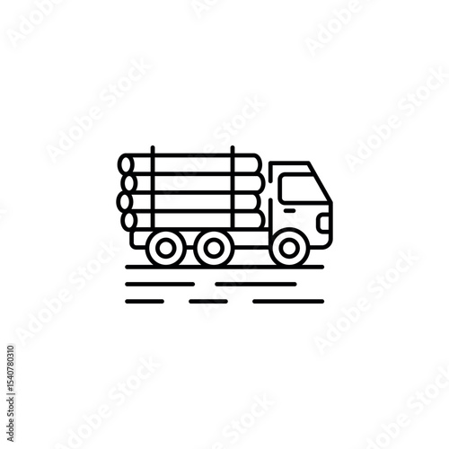 Logging Truck icon design with white background stock illustration