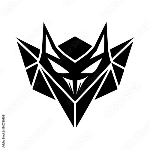 Bold geometric bat face icon formed with sharp edges vector illustration